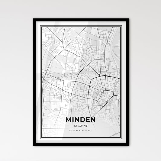 Minden Germany - Scandinavian Style City Map for Modern Home Decor