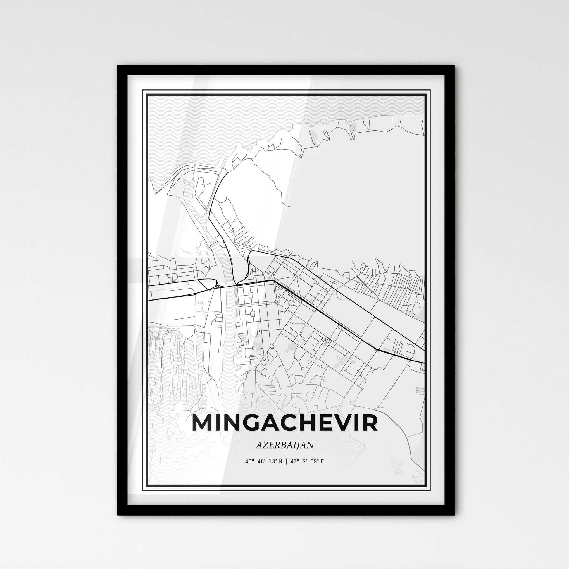 Mingachevir Azerbaijan - Scandinavian Style City Map for Modern Home Decor