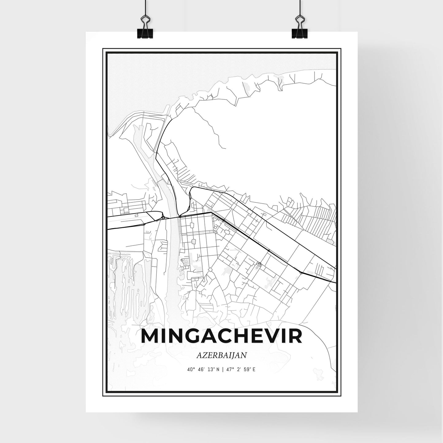 Mingachevir Azerbaijan - Premium City Map Poster