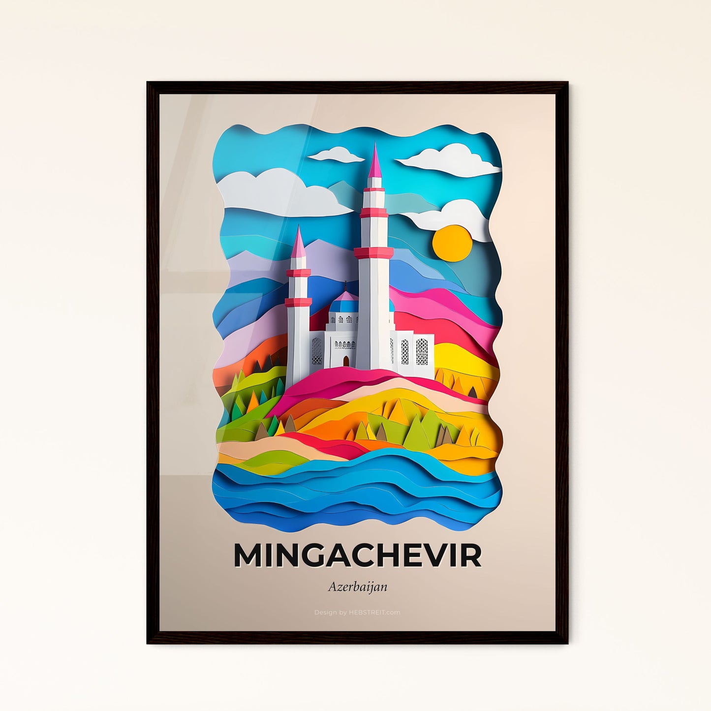 Vivid Mingachevir, Azerbaijan - a paper cut of a lighthouse on a beach