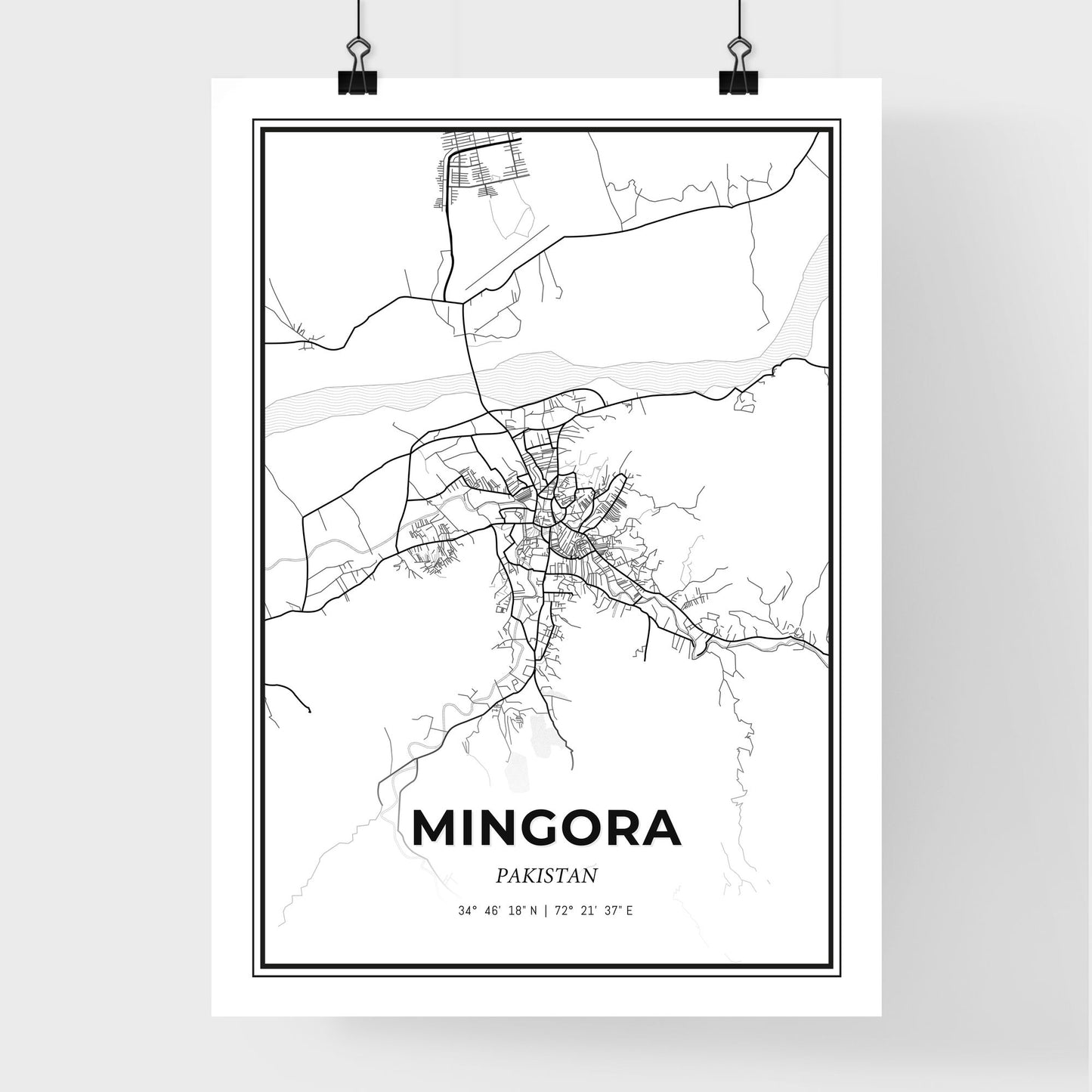 Mingora Pakistan - Premium City Map Poster