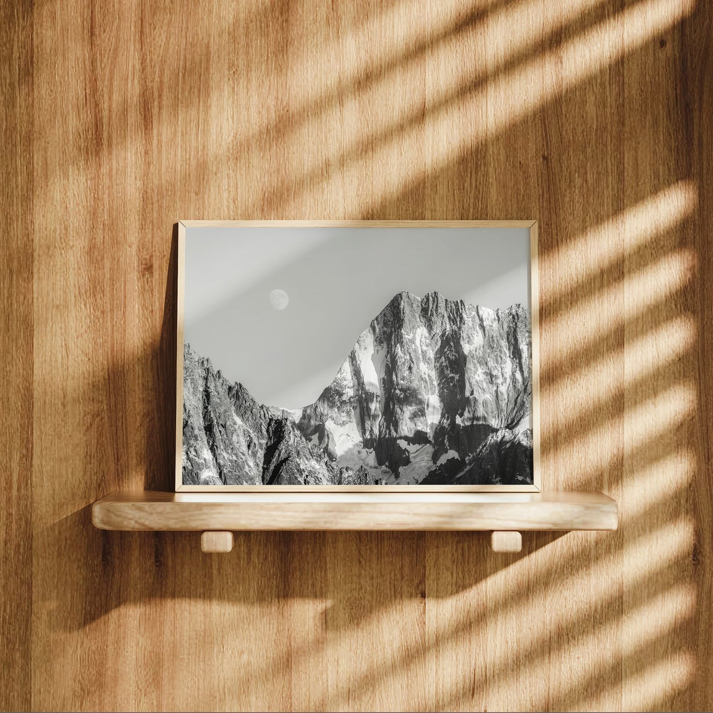 Grandes Jorasses Black and White Wall Art – Monochrome Mountain Print