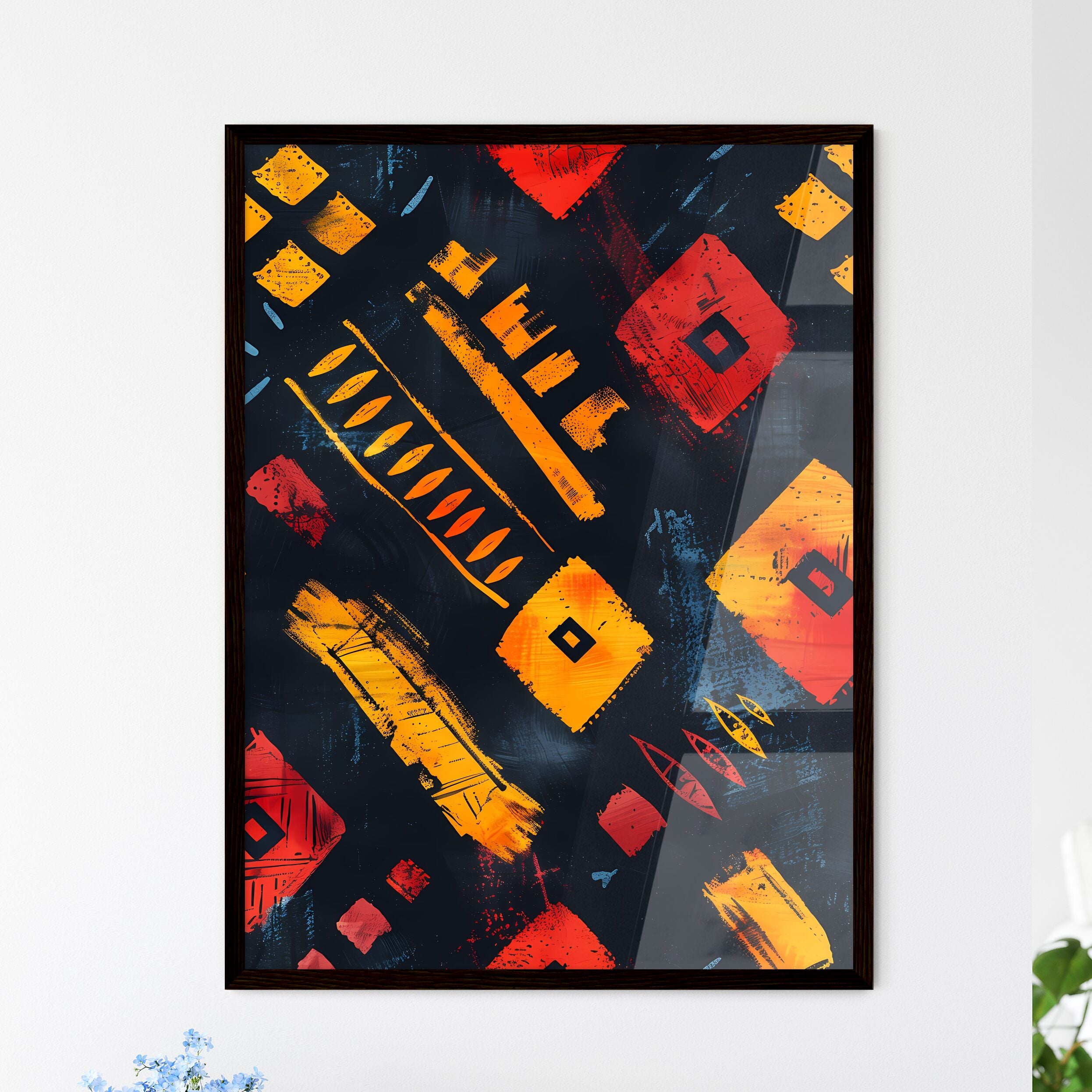 Minimalist African themed background - a colorful pattern on a black ...