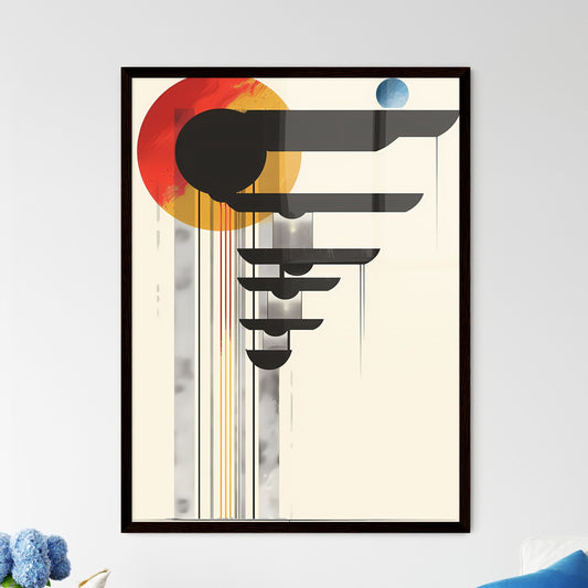 Abstract Bauhaus Inspired Art Piece with Bla - Framed Art Print