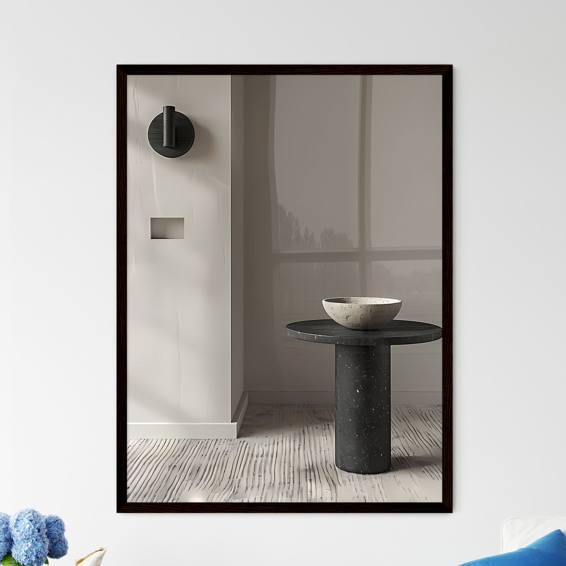 Hyper-Realistic Minimalist Side Table - Framed Art Print