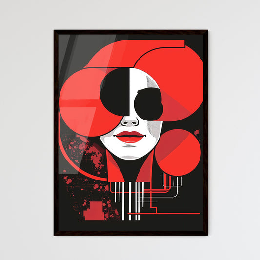 AI Workshop Poster: Modern Swiss-Style Art Depicting an Intriguing Woman's Face with Red Lips and Black Eye Patch Default Title