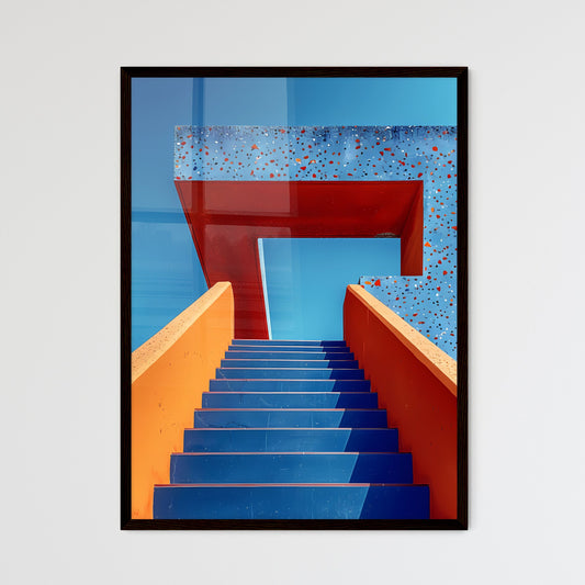 Blue and Orange Abstract Staircase Painting | Digital Art | Modern and Minimalist Wall Art Framed Art
