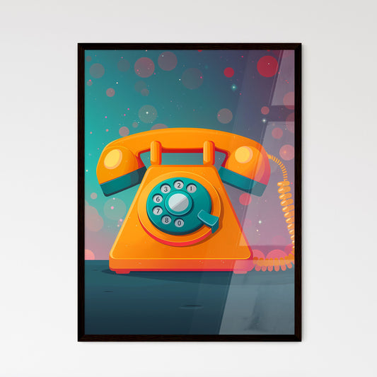 Vibrant Orange Telephone with Cord Painting  - Framed Art Print