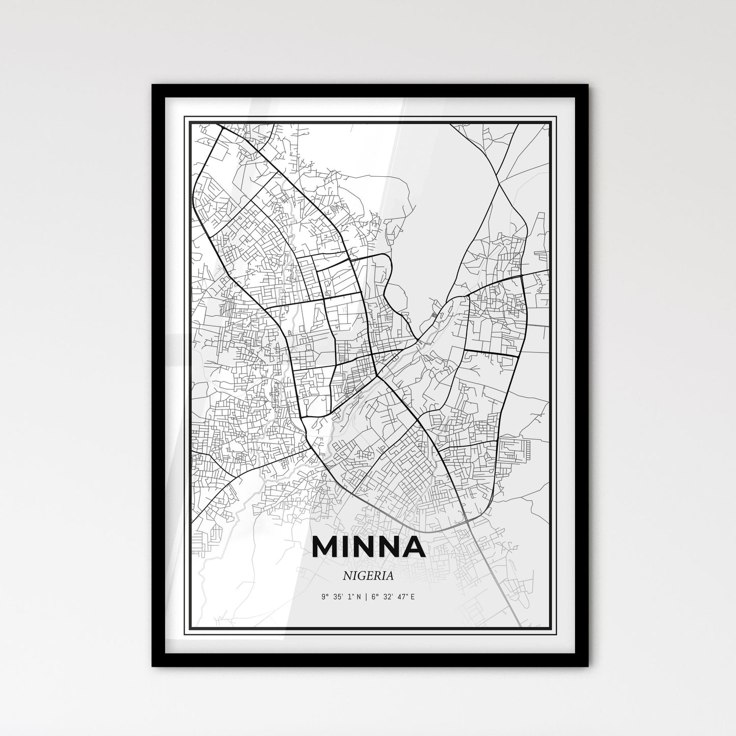 Minna Nigeria - Scandinavian Style City Map for Modern Home Decor