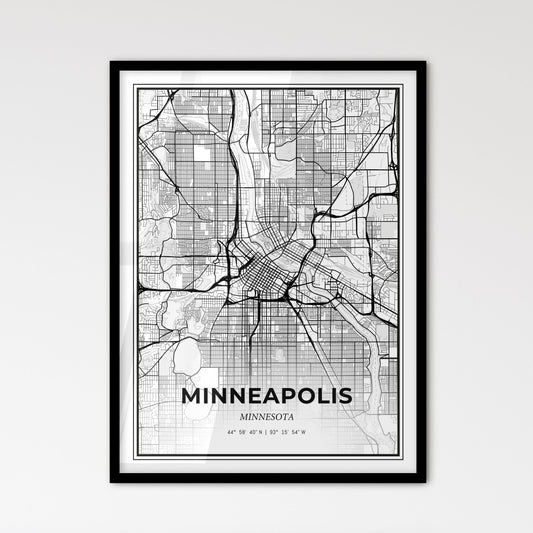 Minneapolis Minnesota - Scandinavian Style City Map for Modern Home Decor