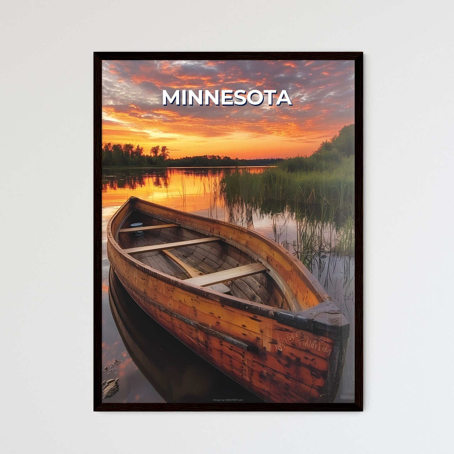 Vibrant Art Painting of a Boat Floating on Minnesota Lake Waters