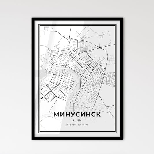 Minusinsk Russia - Scandinavian Style City Map for Modern Home Decor