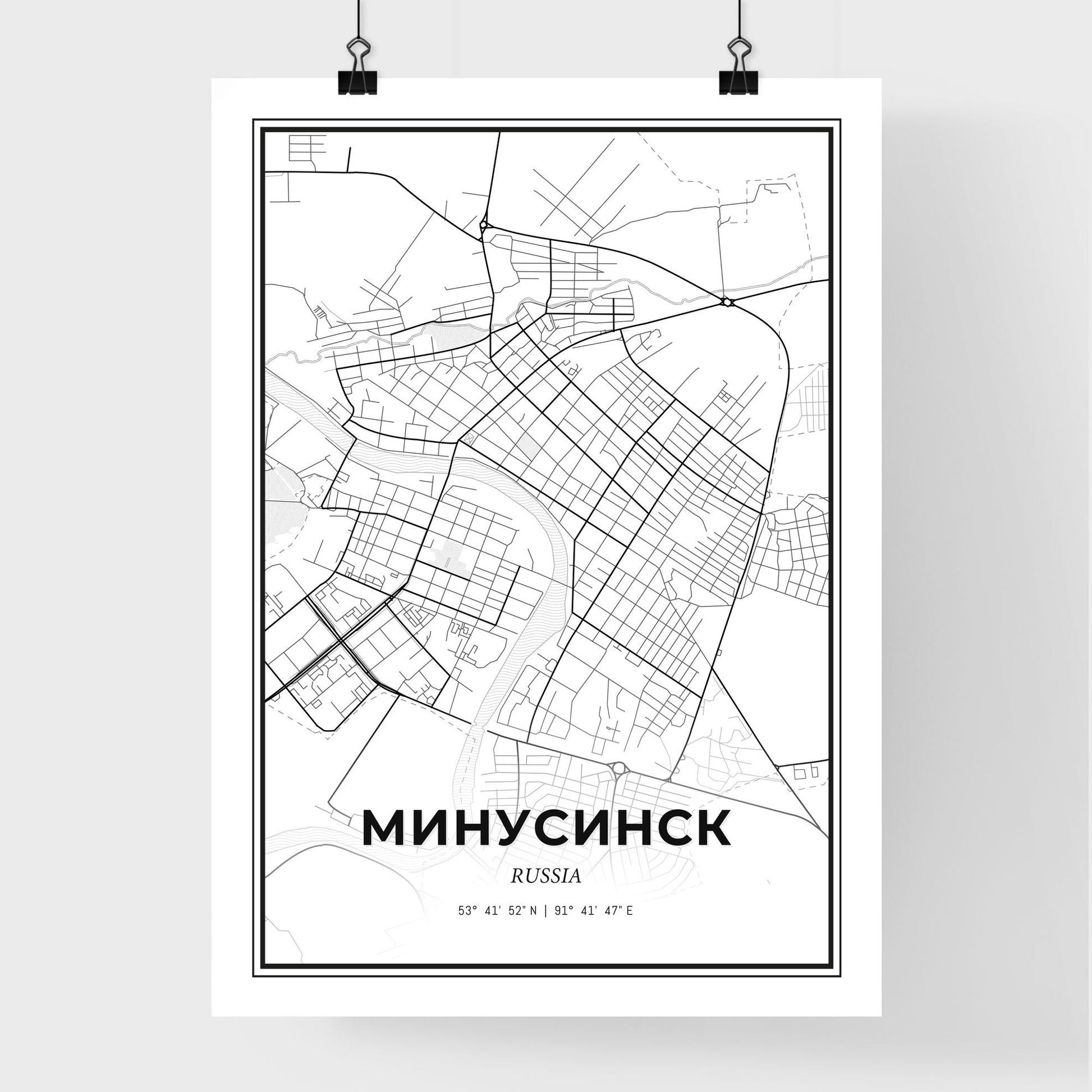 Minusinsk Russia - Premium City Map Poster