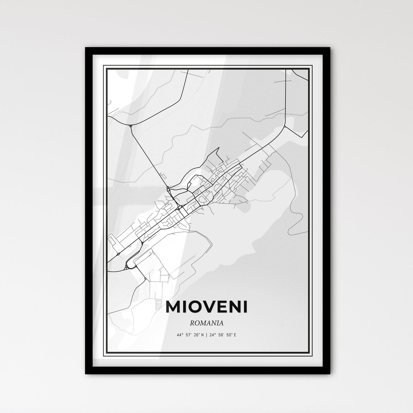 Mioveni Romania - Scandinavian Style City Map for Modern Home Decor