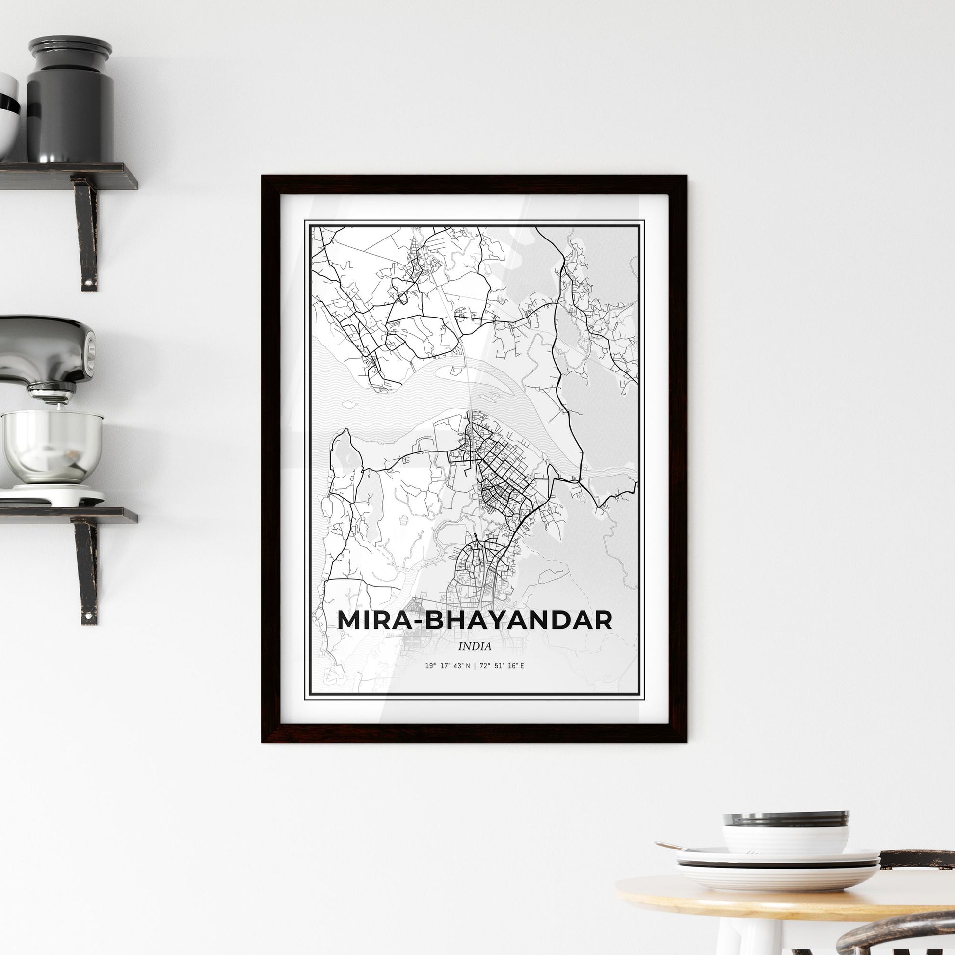 Mira-Bhayandar India - Minimal City Map