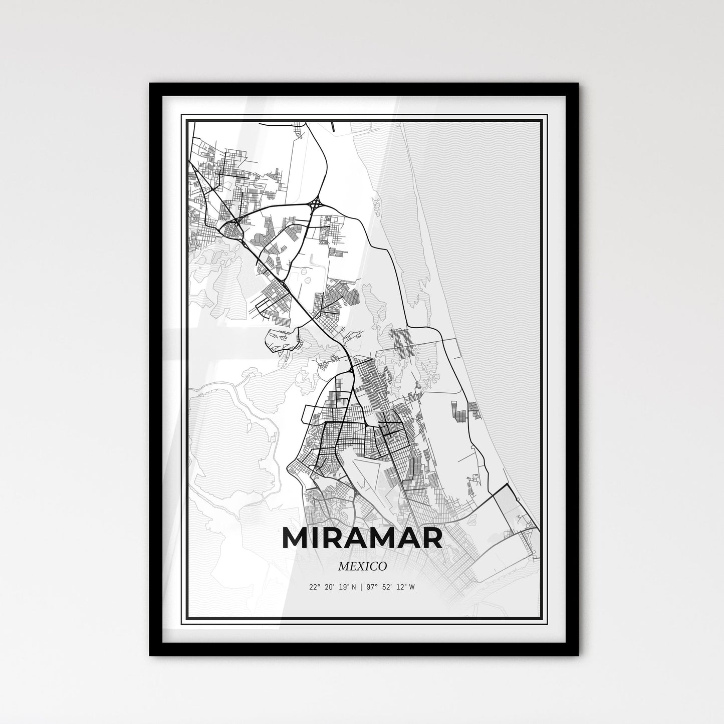 Miramar Mexico - Scandinavian Style City Map for Modern Home Decor