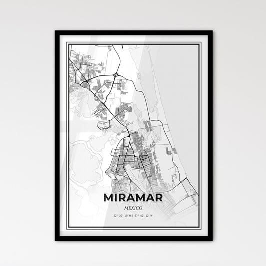 Miramar Mexico - Scandinavian Style City Map for Modern Home Decor