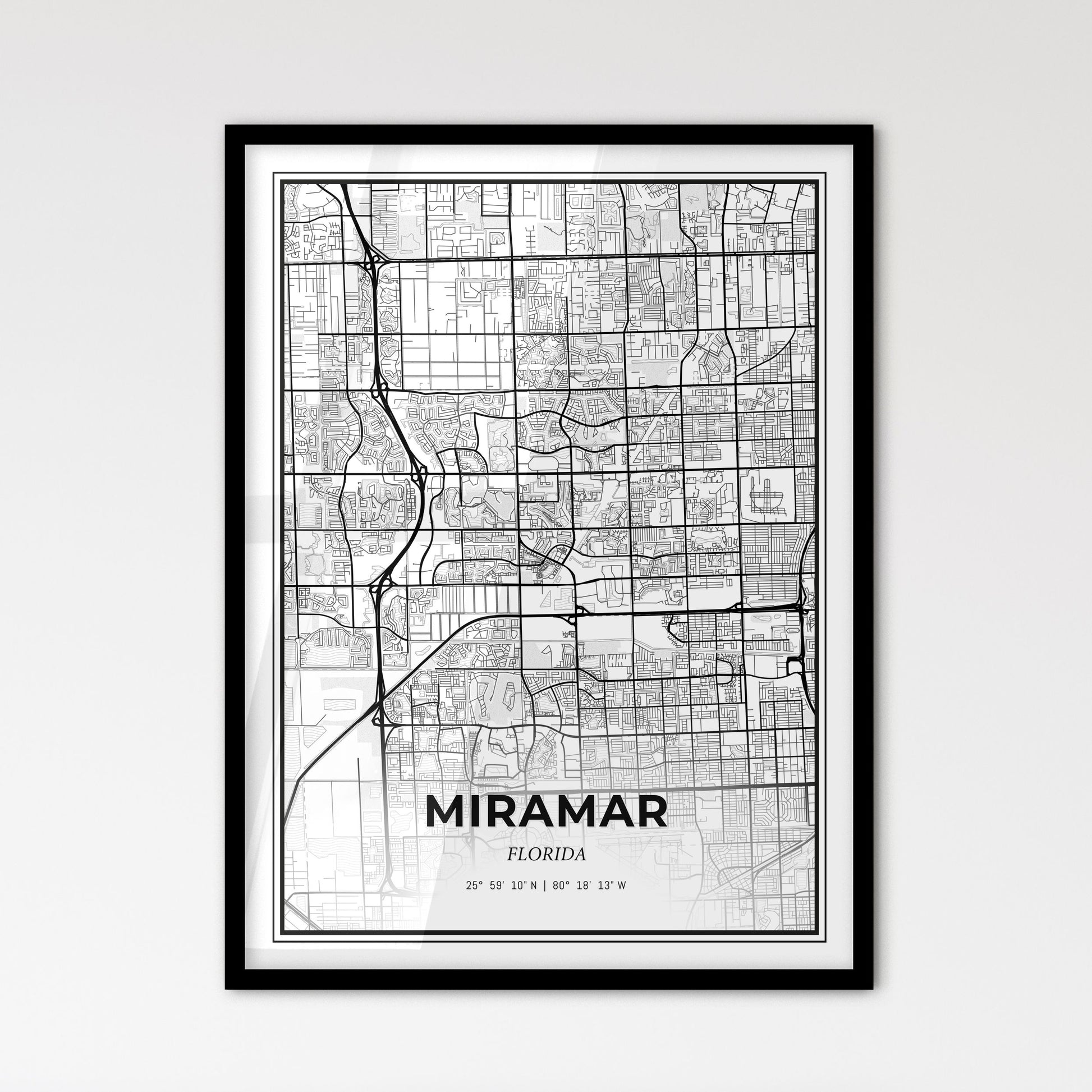 Miramar Florida - Scandinavian Style City Map for Modern Home Decor