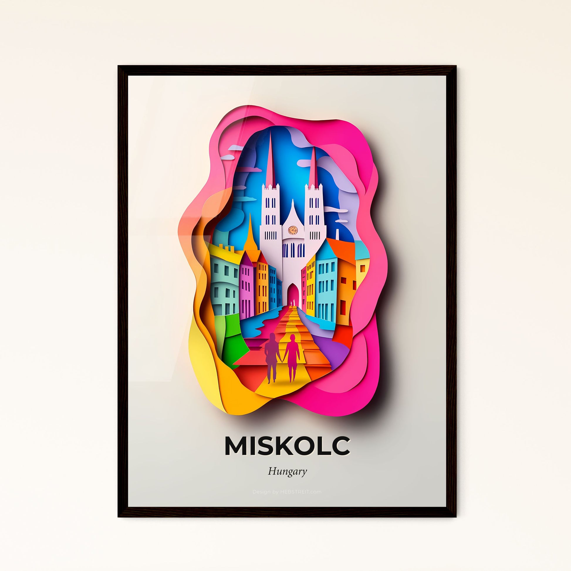 Vivid Miskolc, Hungary - a paper cut of a city with a clock