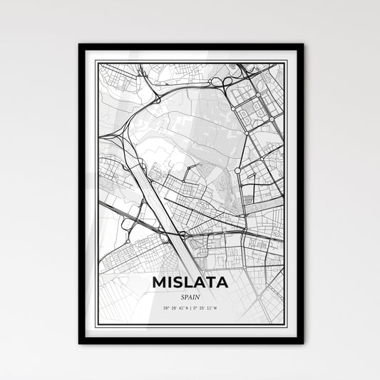 Mislata Spain - Scandinavian Style City Map for Modern Home Decor