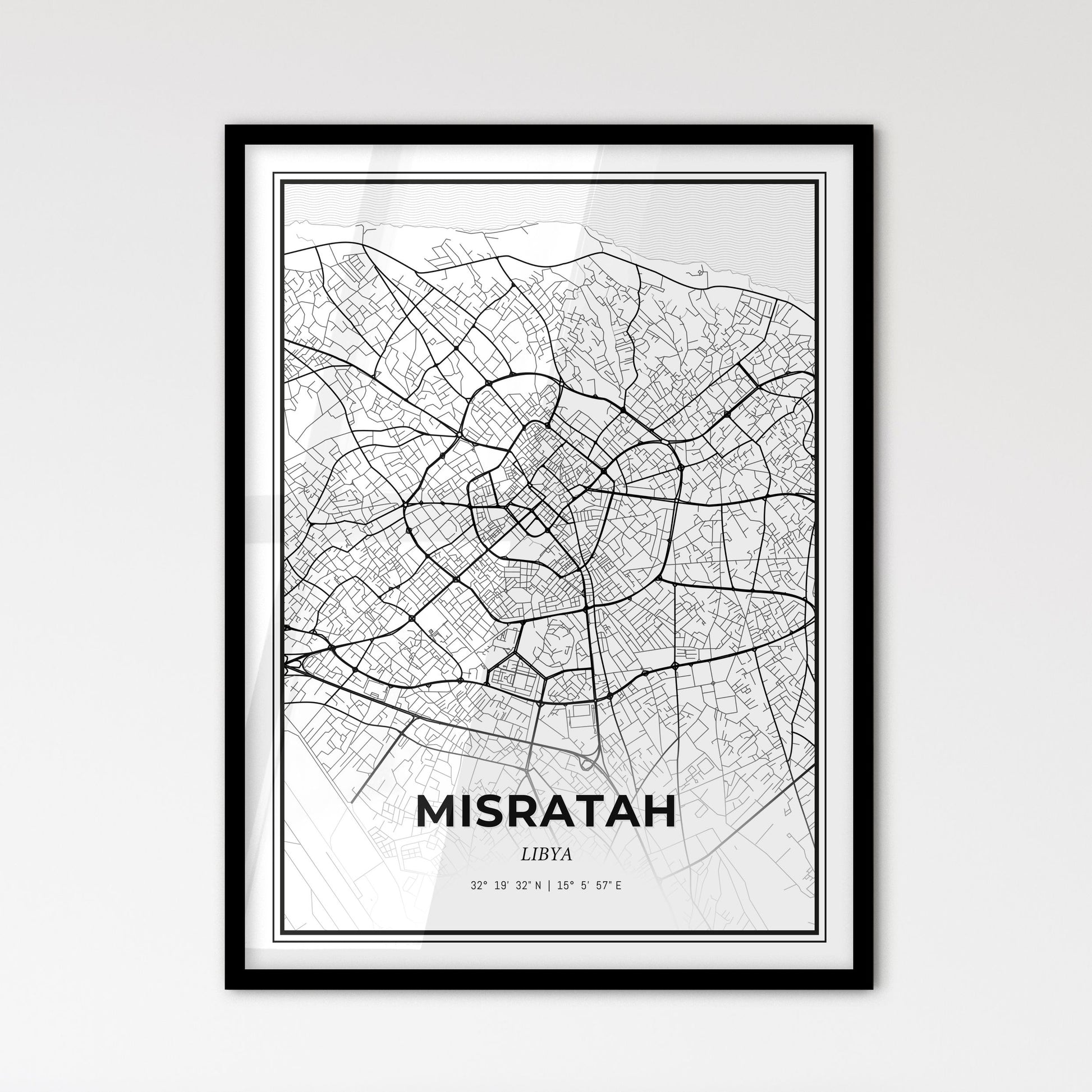 Misratah Libya - Scandinavian Style City Map for Modern Home Decor