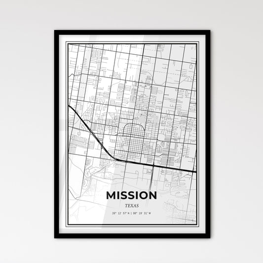 Mission Texas - Scandinavian Style City Map for Modern Home Decor