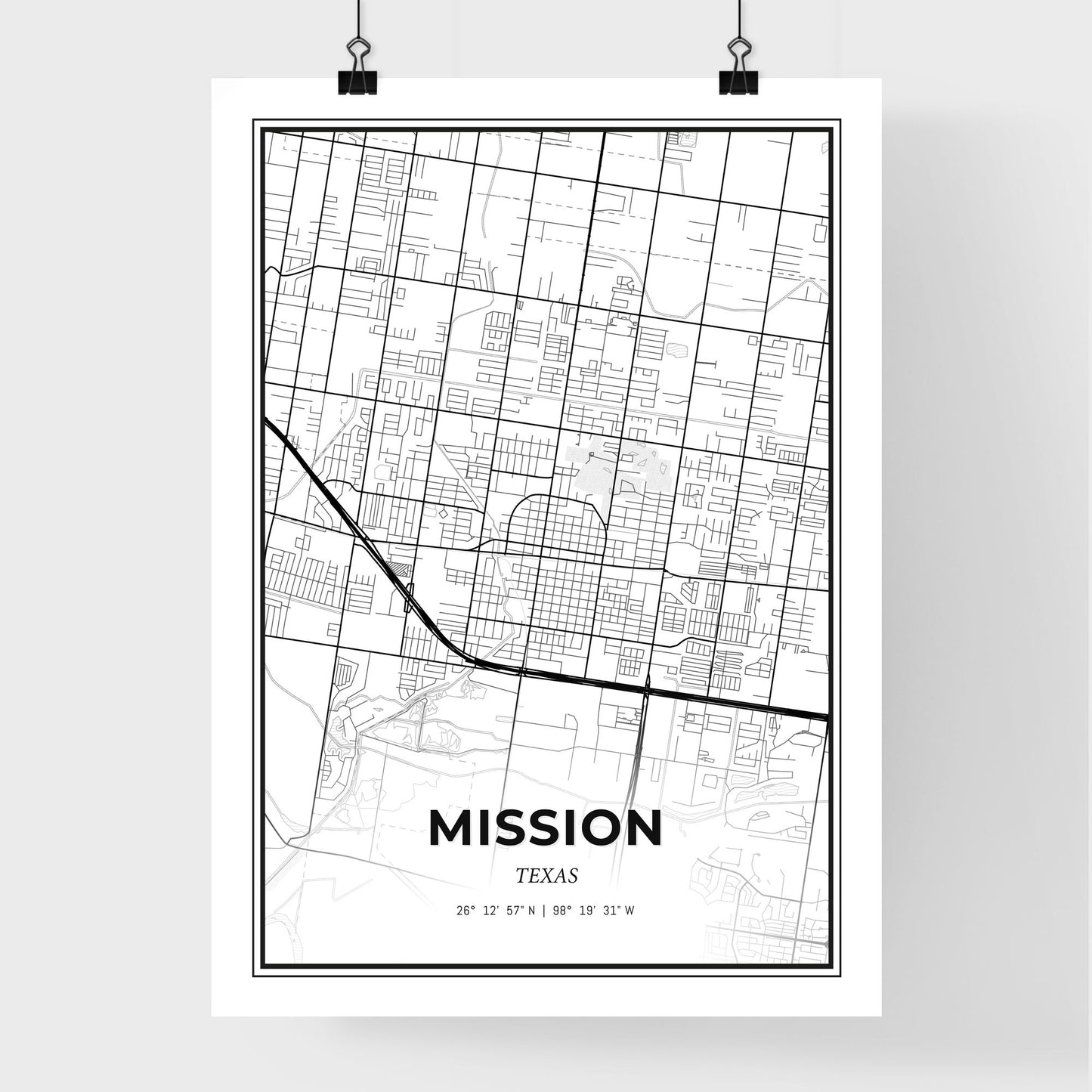 Mission Texas - Premium City Map Poster