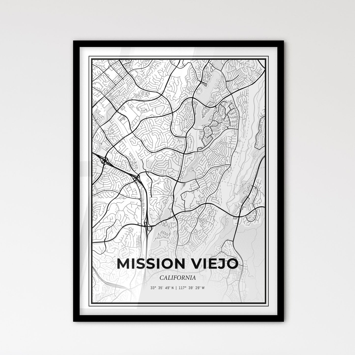 Mission Viejo California - Scandinavian Style City Map for Modern Home Decor