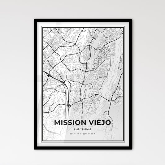 Mission Viejo California - Scandinavian Style City Map for Modern Home Decor