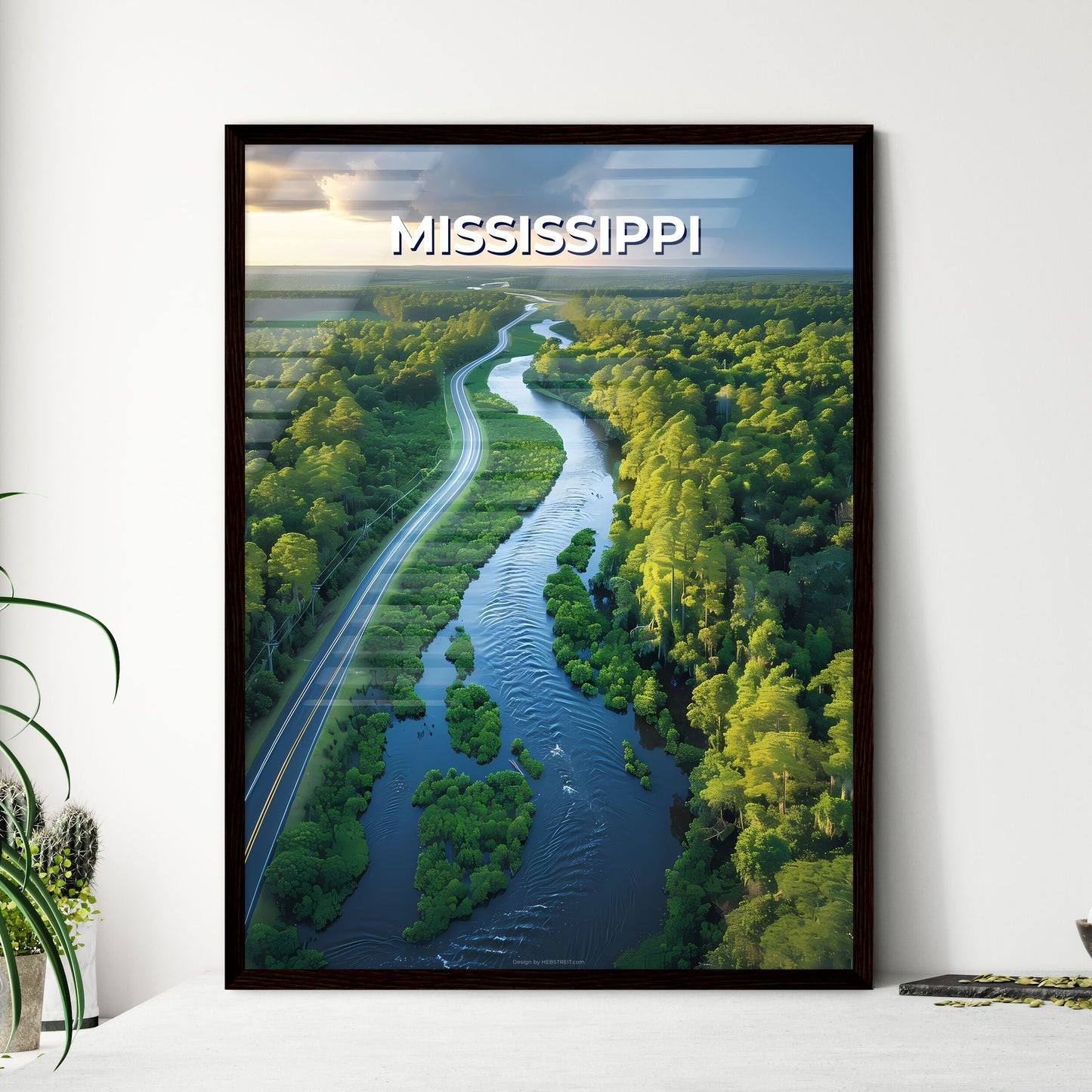 Vibrant Forest Painting Depicting a Scenic Mississippi Road