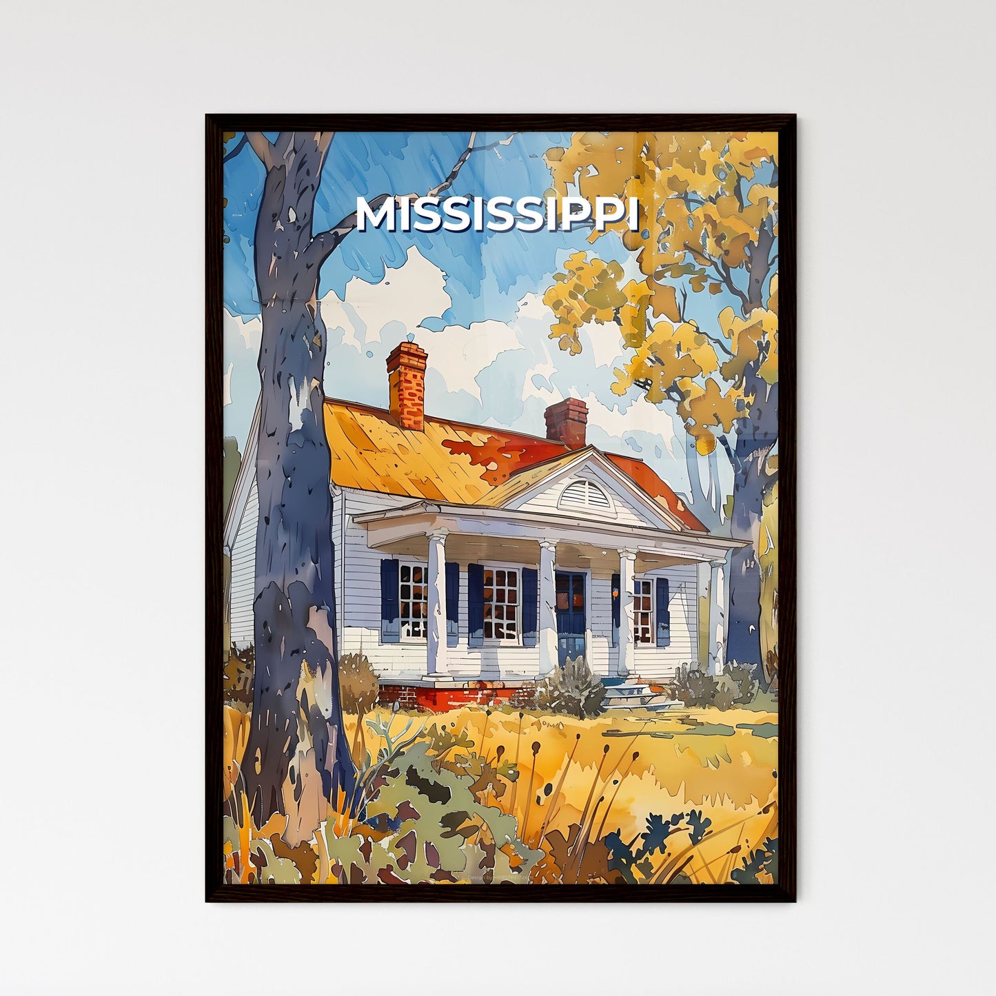 Vibrant Mississippi Art Painting: House with Porch and Tree