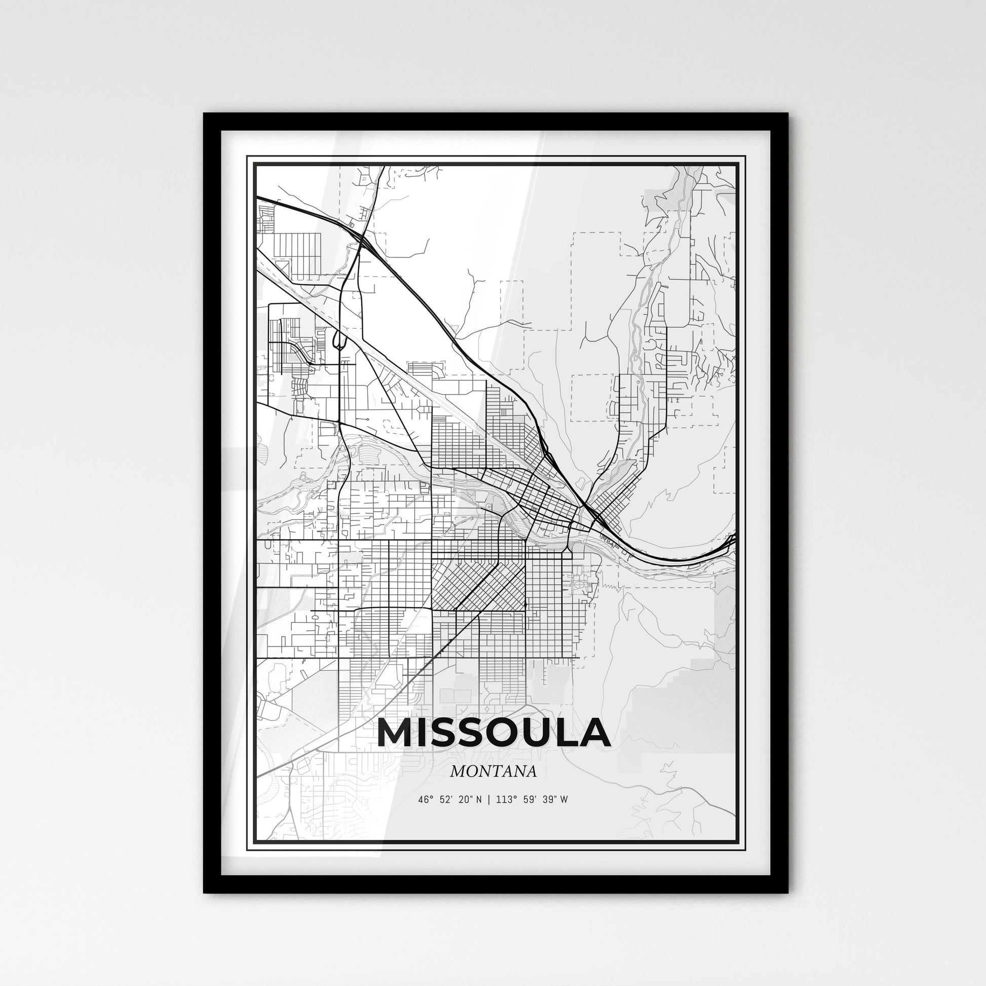 Missoula Montana - Scandinavian Style City Map for Modern Home Decor