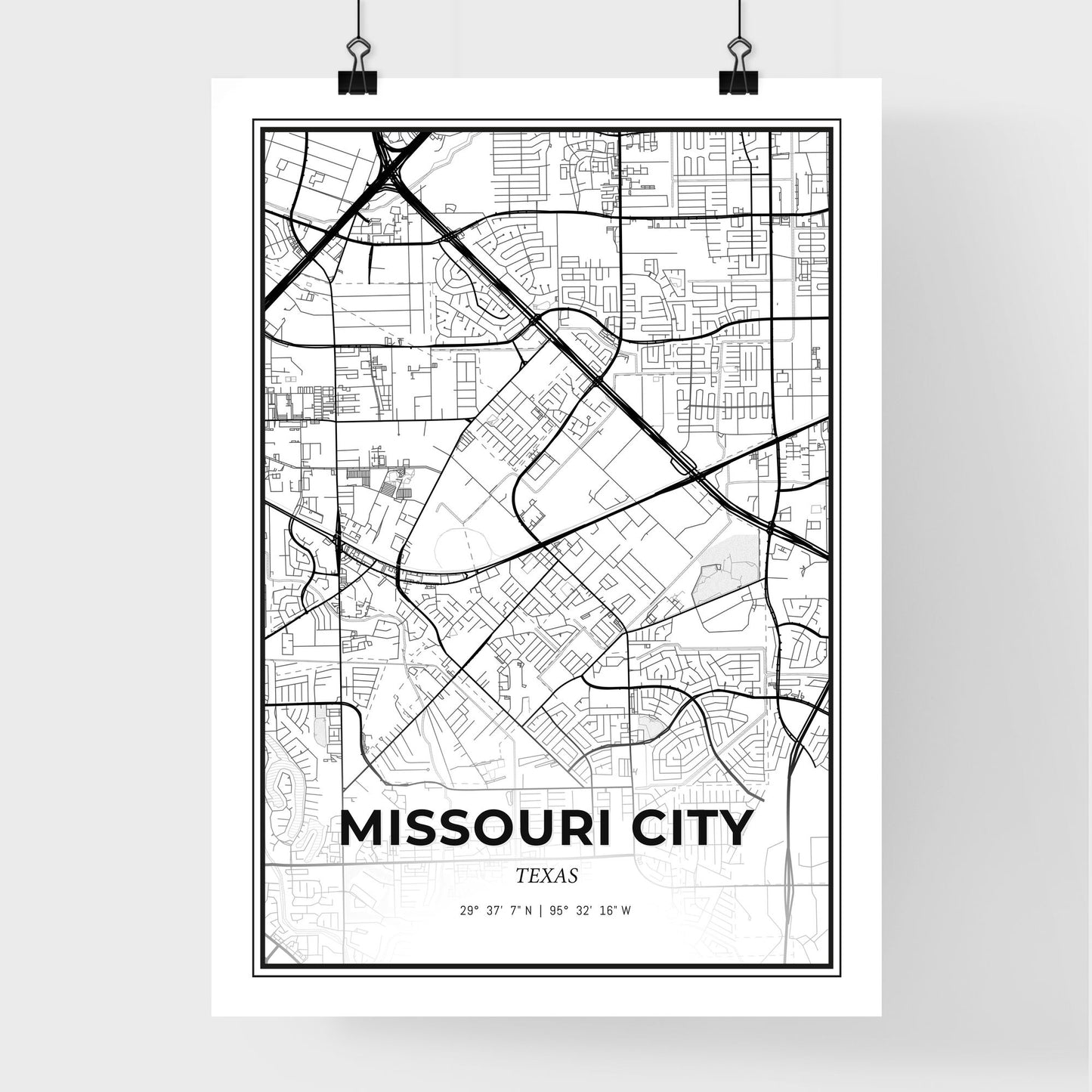 Missouri City Texas - Premium City Map Poster