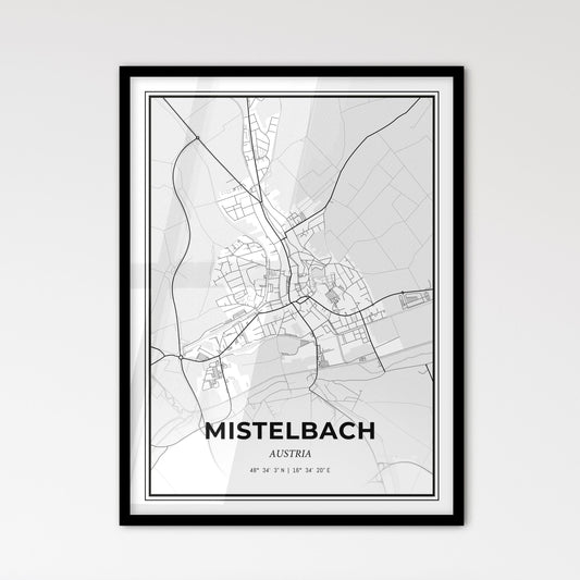 Mistelbach Austria - Scandinavian Style City Map for Modern Home Decor