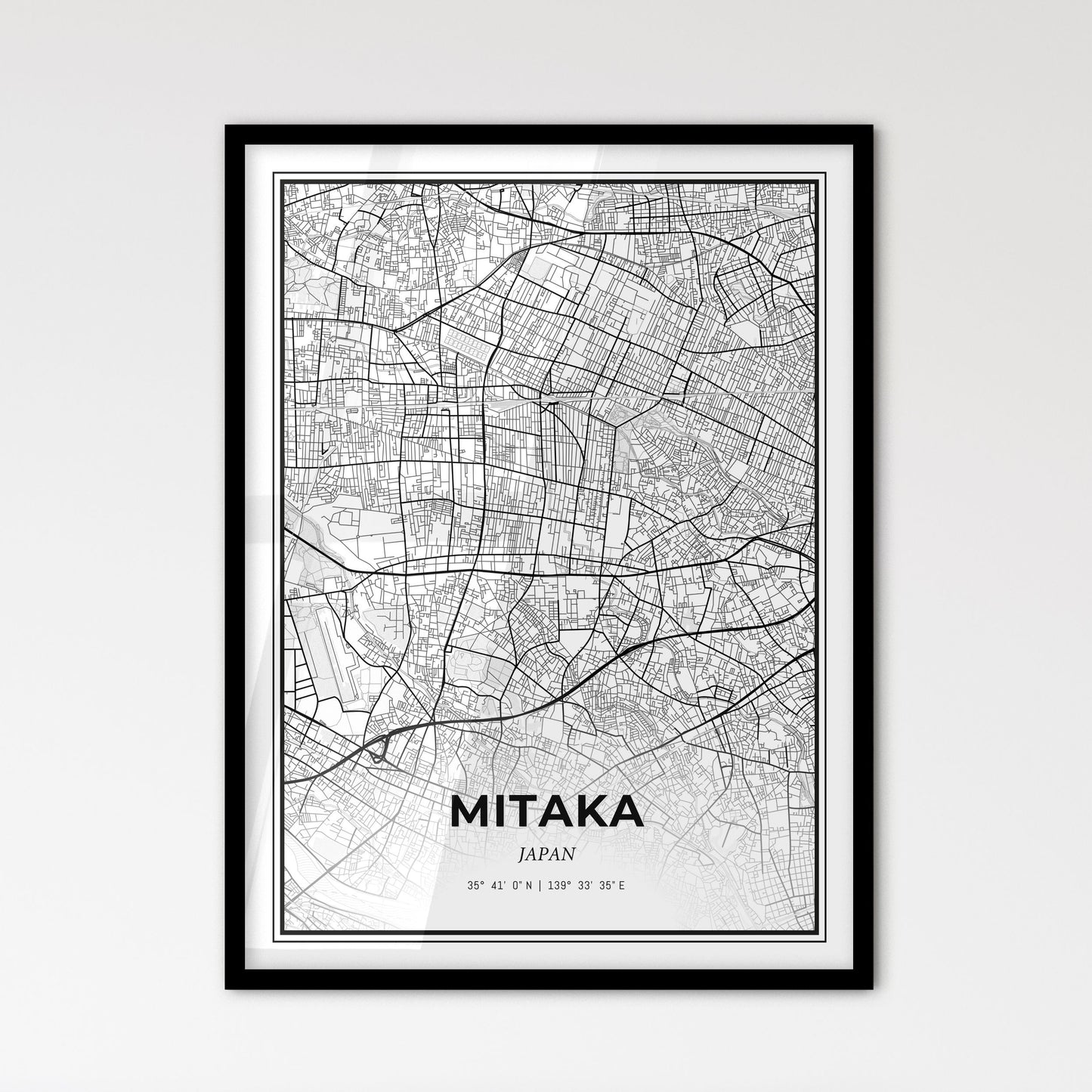 Mitaka Japan - Scandinavian Style City Map for Modern Home Decor