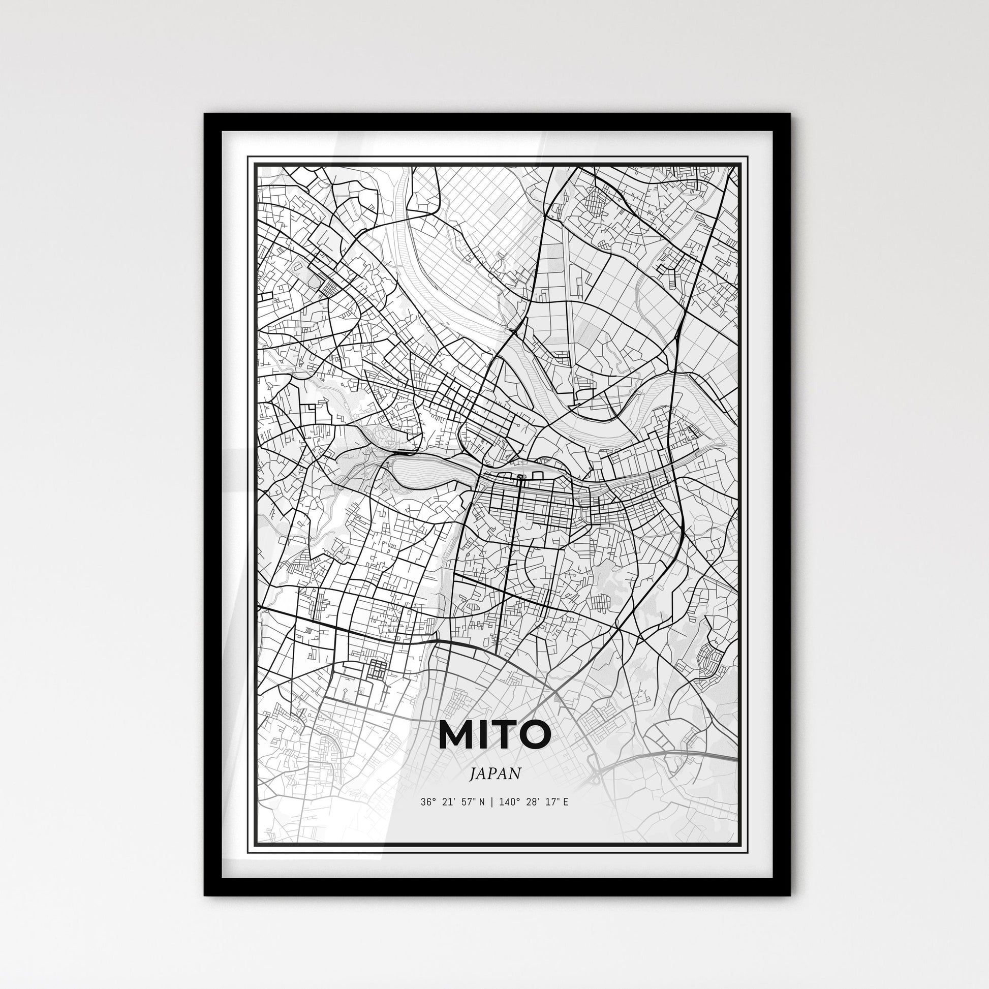 Mito Japan - Scandinavian Style City Map for Modern Home Decor