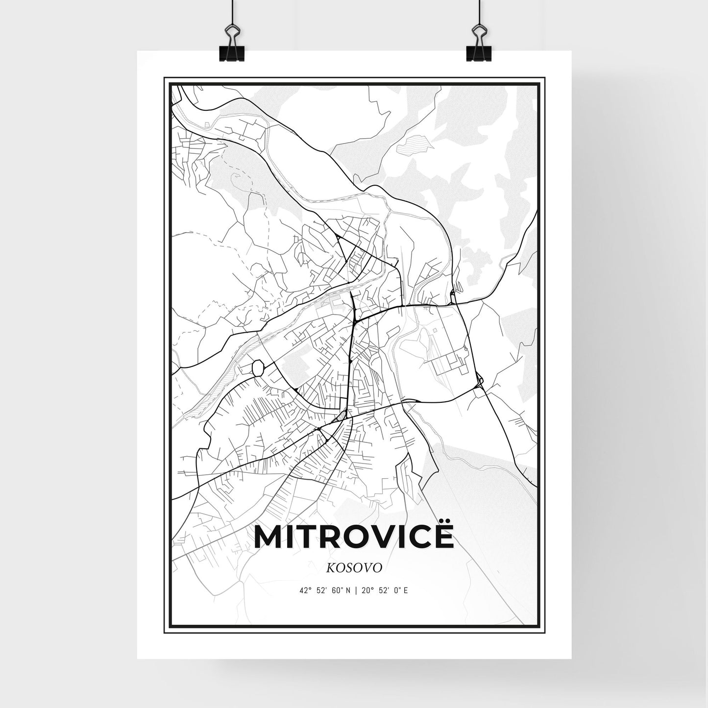 Mitrovicë / Kosovska Mitrovica Kosovo - Premium City Map Poster