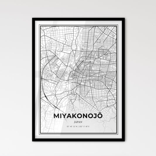 Miyakonojō Japan - Scandinavian Style City Map for Modern Home Decor