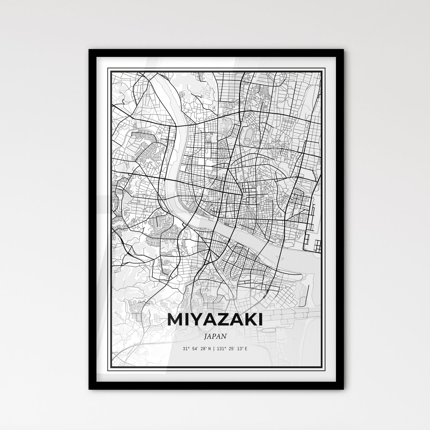 Miyazaki Japan - Scandinavian Style City Map for Modern Home Decor