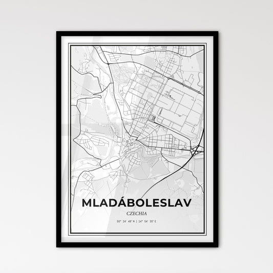  Mladá Boleslav Czechia - Scandinavian Style City Map for Modern Home Decor