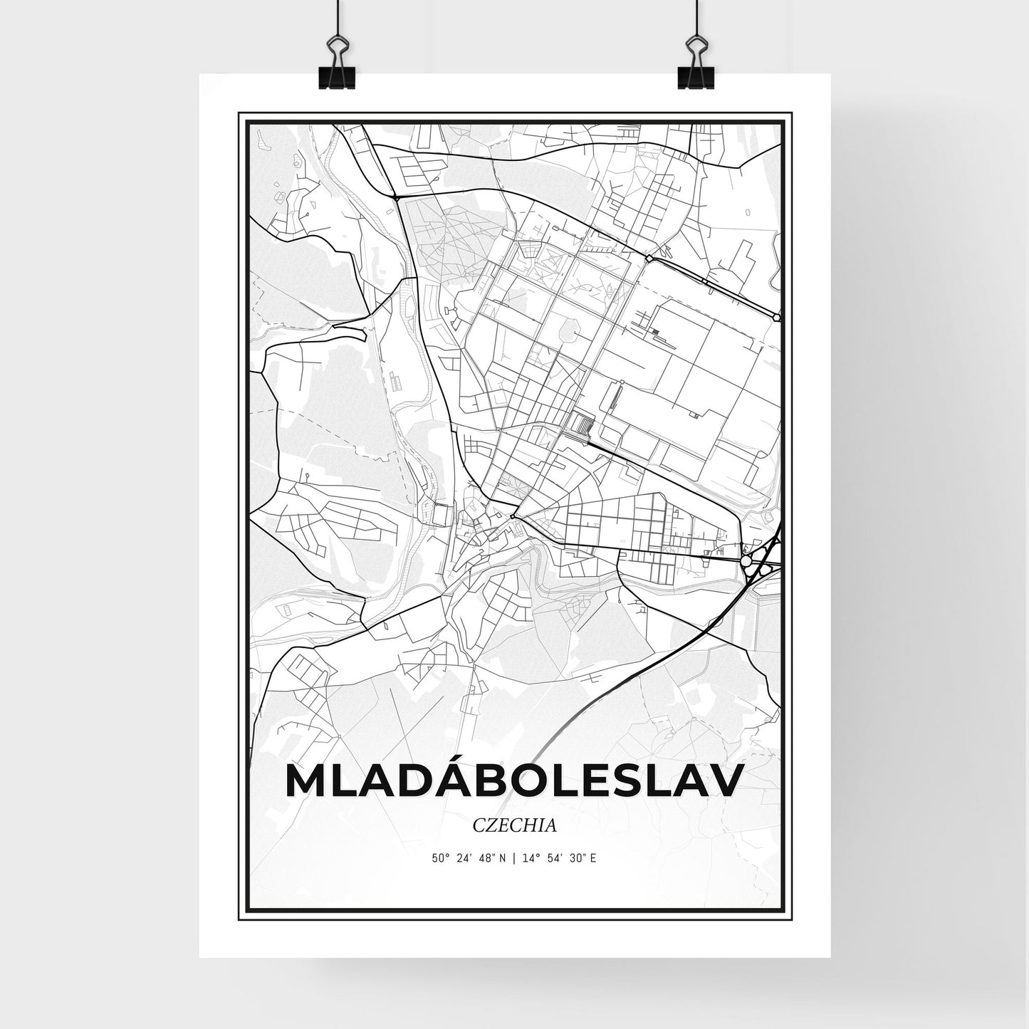  Mladá Boleslav Czechia - Premium City Map Poster