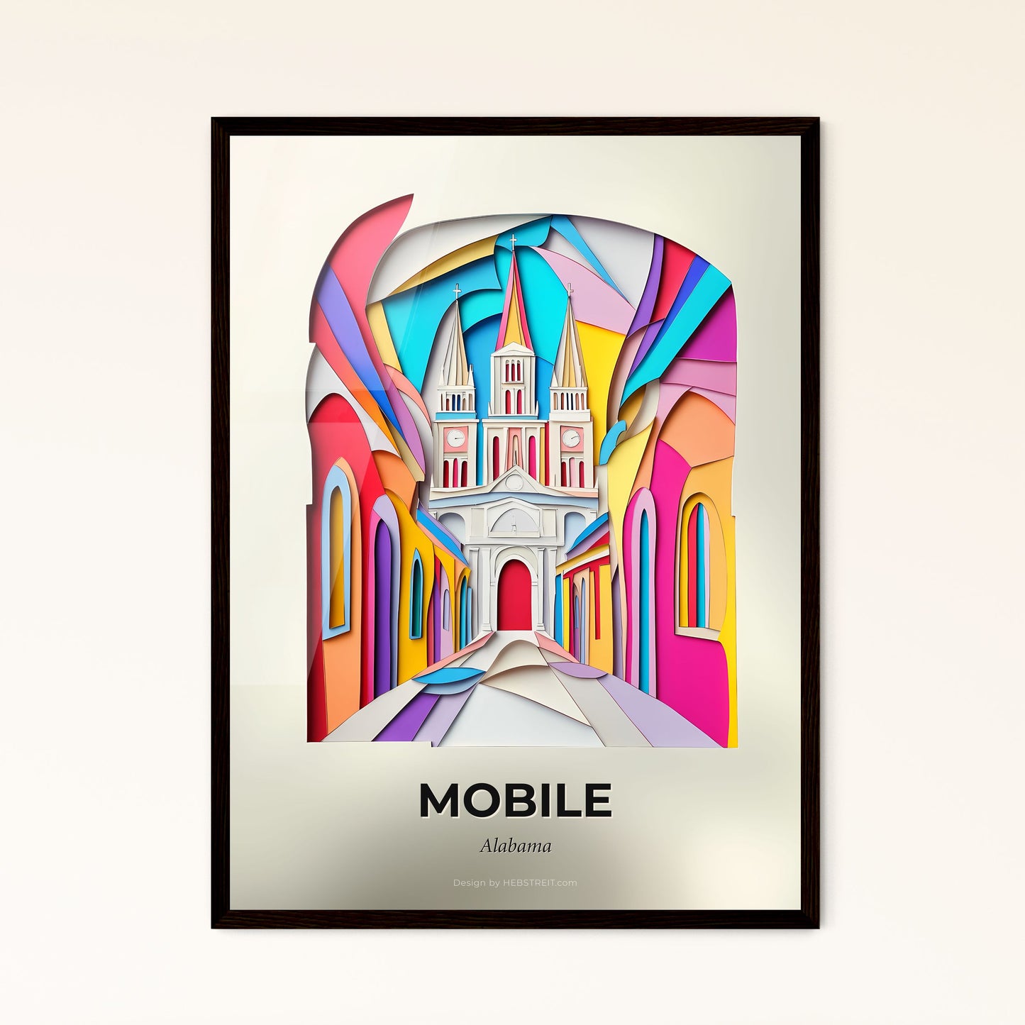 Vivid Mobile, Alabama - a colorful picture of a church with a clock