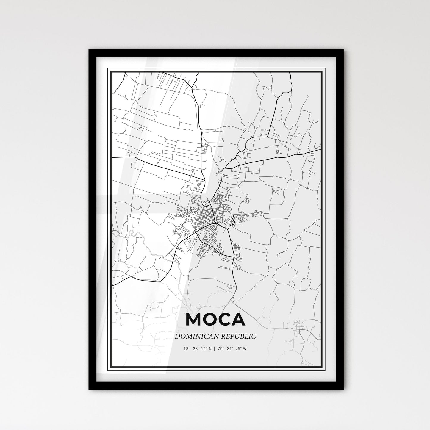 Moca Dominican Republic - Scandinavian Style City Map for Modern Home Decor