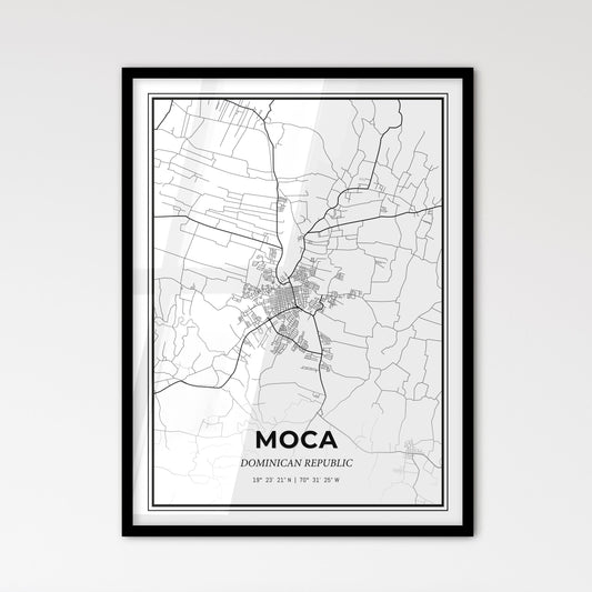 Moca Dominican Republic - Scandinavian Style City Map for Modern Home Decor