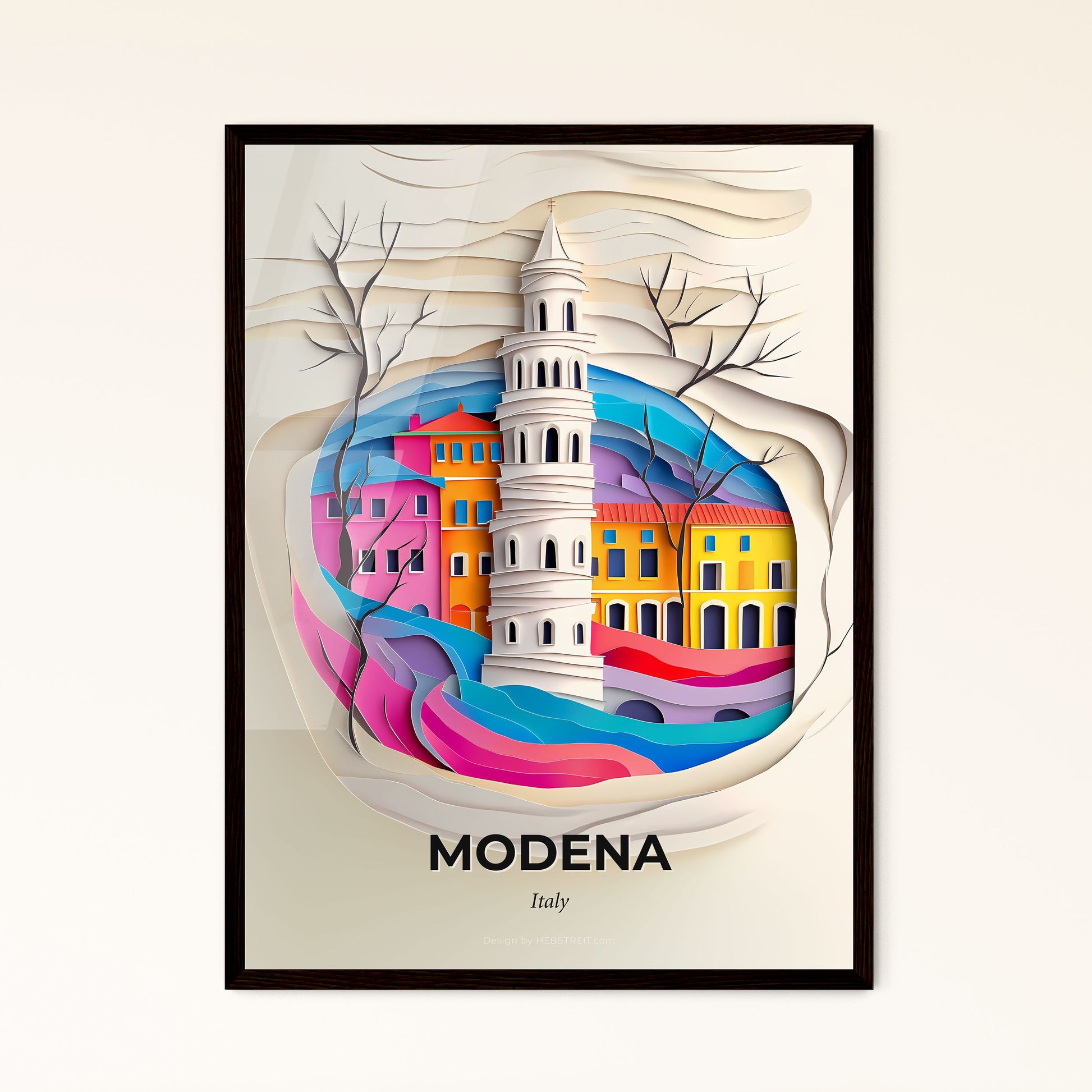 Vivid Modena, Italy - a paper cut of a building with a tower