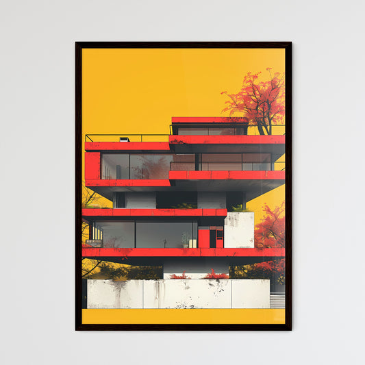 Vibrant abstract modern house artwork with architectural plants Framed Art