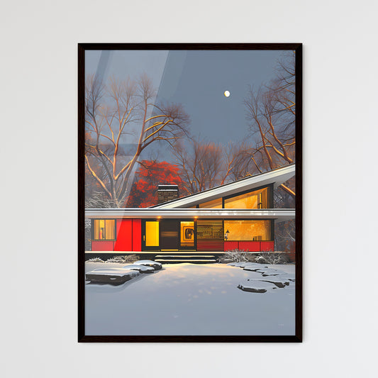 House in Snowy Landscape, Modern Art, Vibrant Painting, Teenage Engineering, Dieter Rams Framed Art
