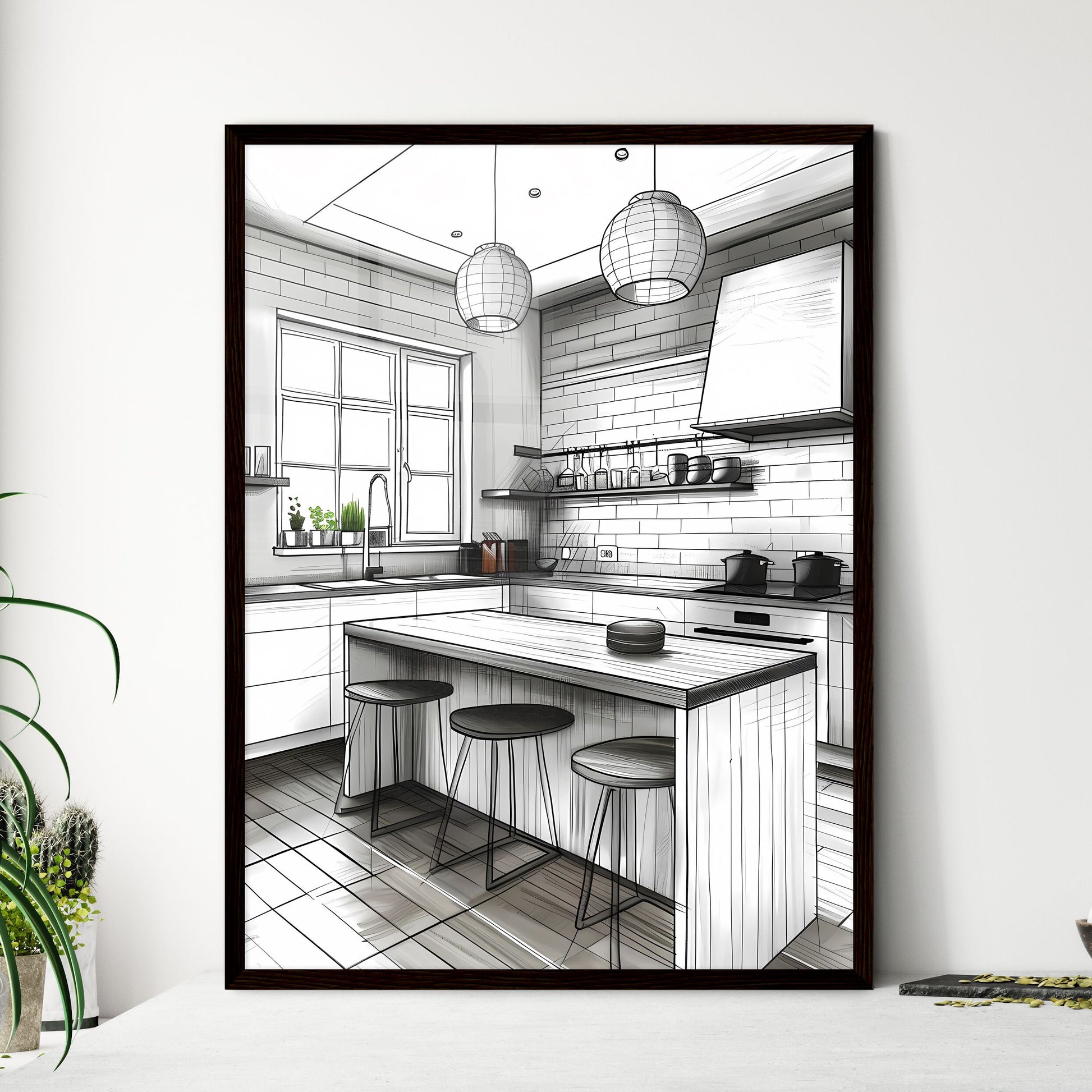 Vibrant Kitchen Sketch Art Painting Artwork Drawing Sketching Default Title