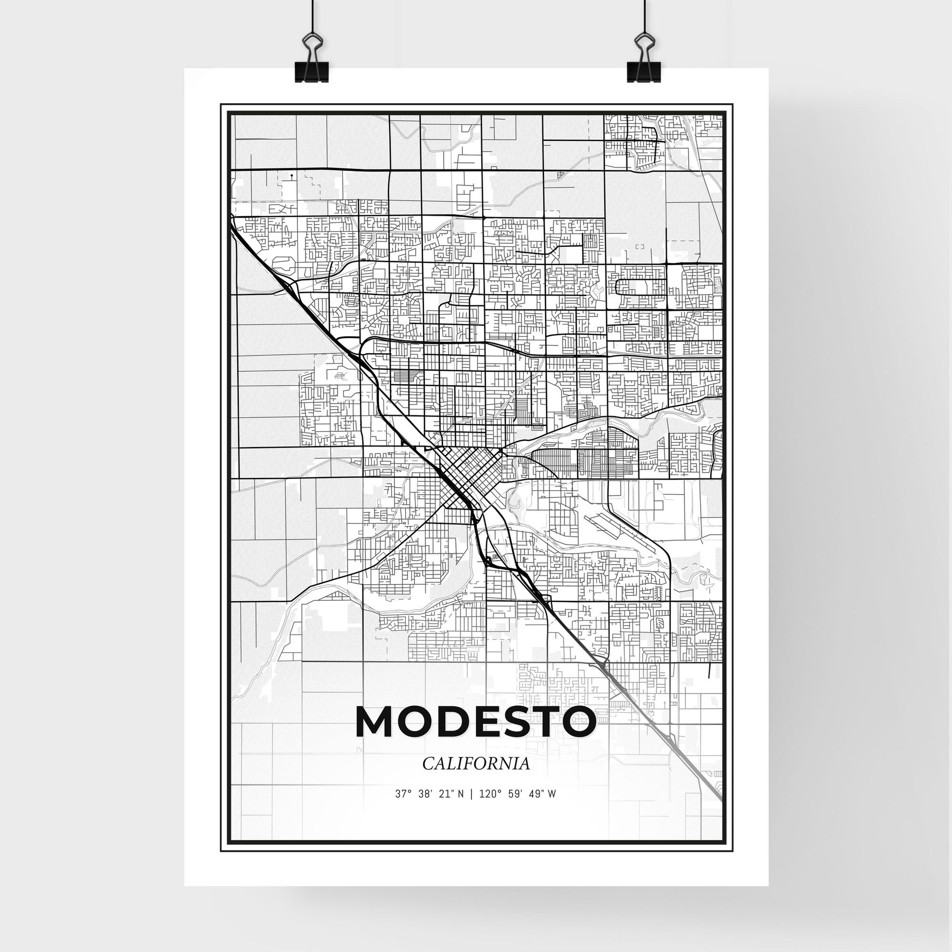 Modesto California - Premium City Map Poster