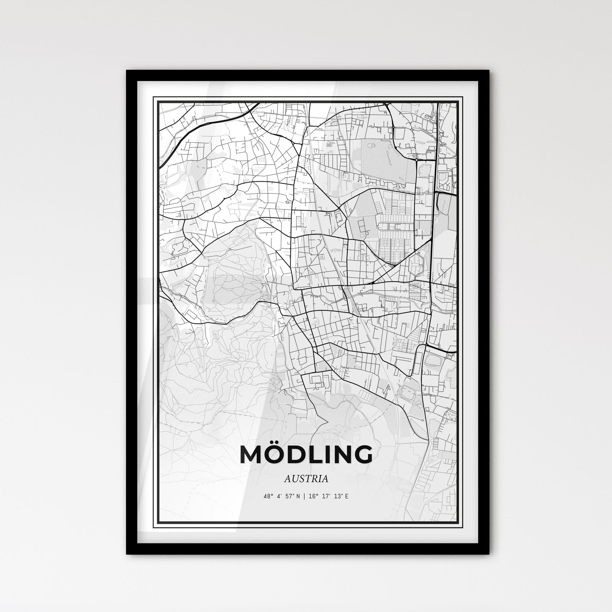 Mödling Austria - Scandinavian Style City Map for Modern Home Decor